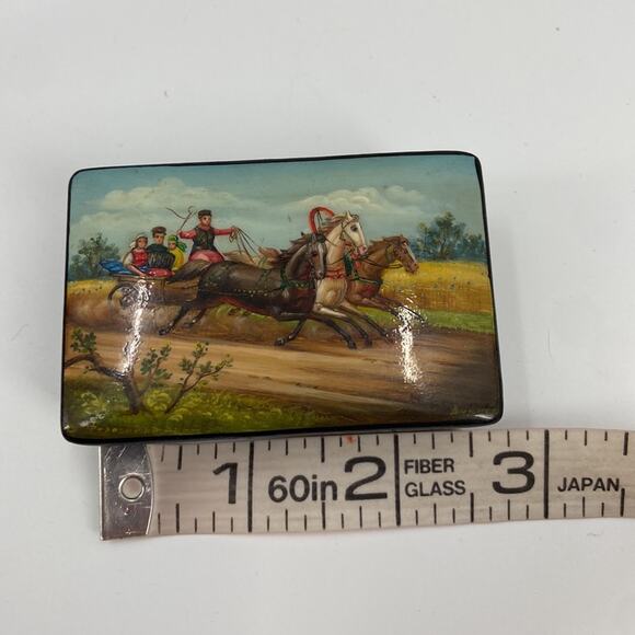 Antique Ussr lacquer hand painted trinket box - Picture 11 of 12